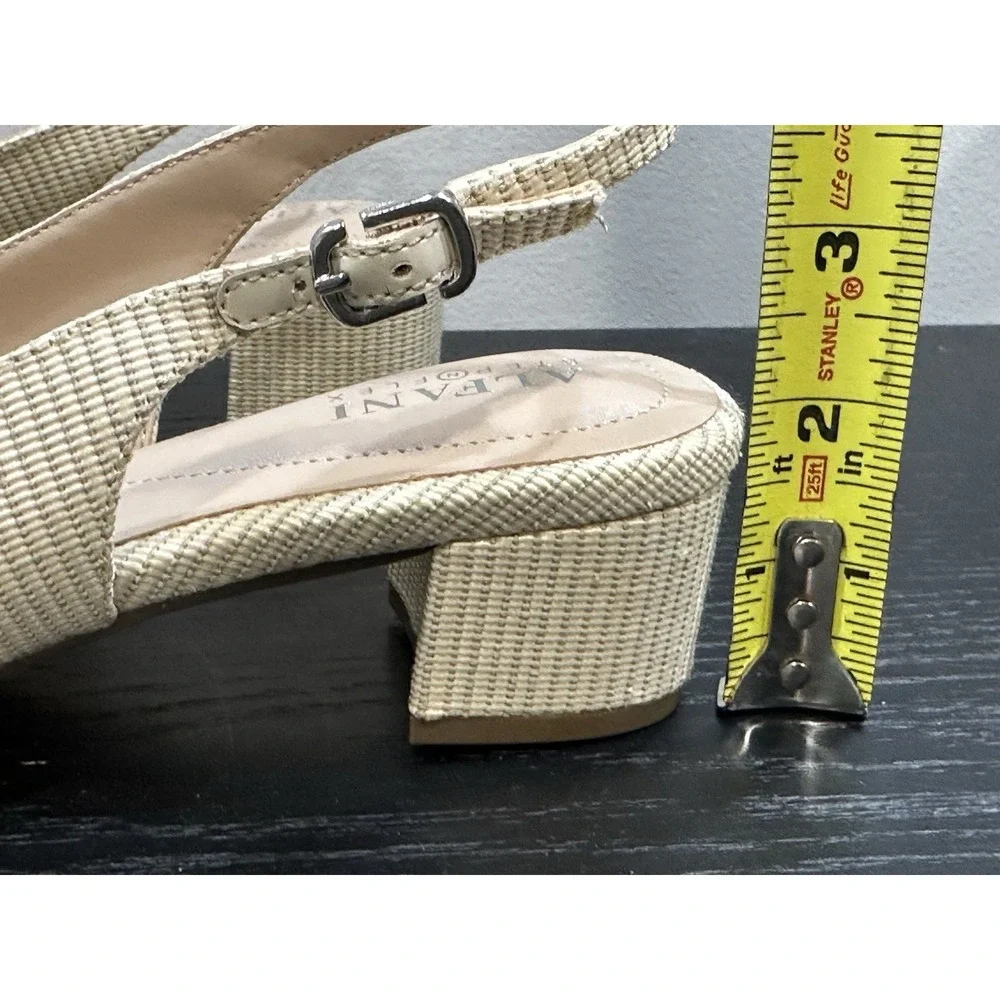Alfani Step Flex Woman's Beige sling back Block Heels pumps Size 7.5W New READ